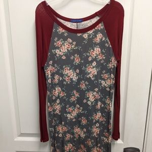 🦥 5/$20 Floral Baseball Tee Midi Dress